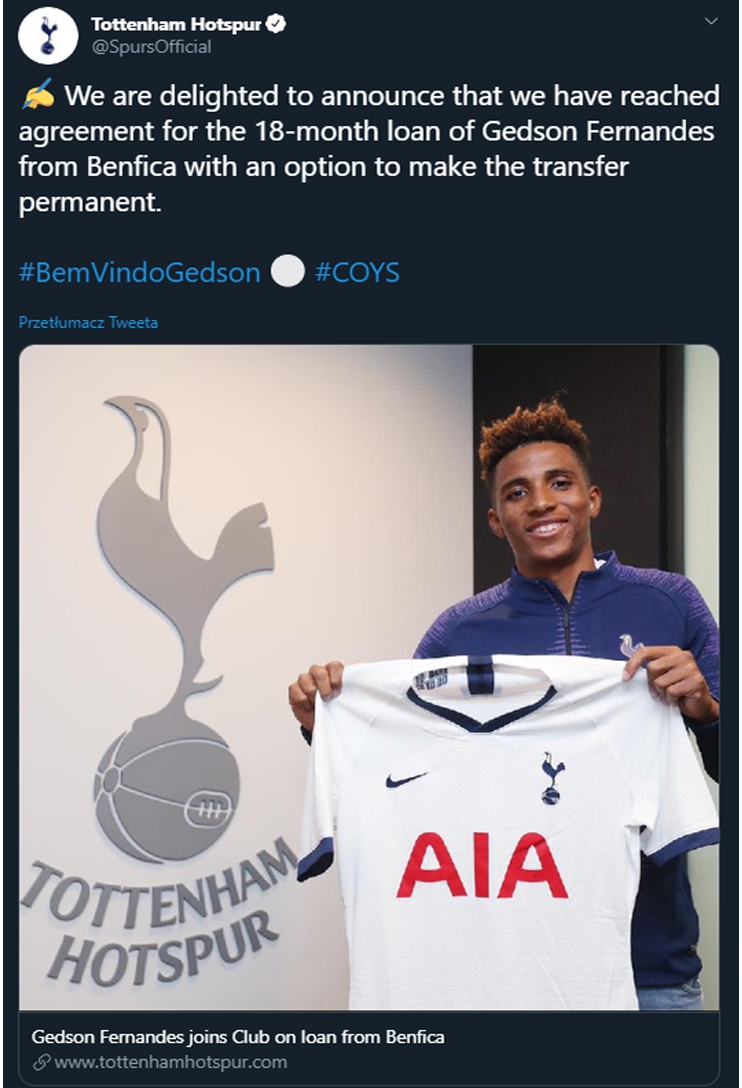 OFICJALNIE! Pierwszy zimowy transfer Tottenhamu!